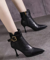 Khaki Boots High Heel Faux Leather Women Splicing